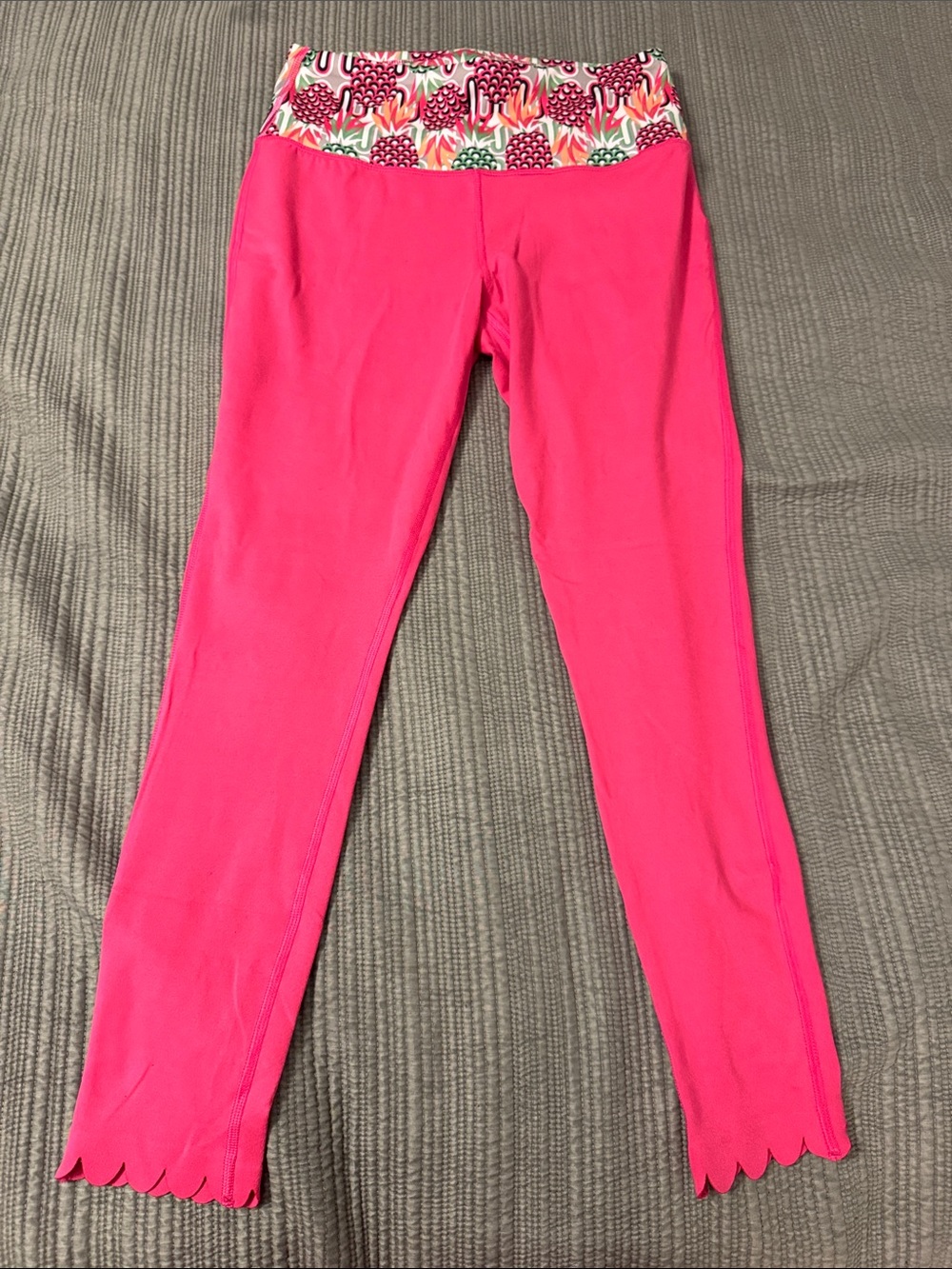 crown & ivy sport Bright Hot Pink Womens Leggings with Floral Waistband